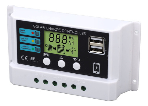 Controlador Solar Blanco Regulador 12v 24v Autoadaptacion