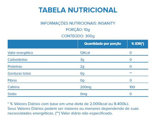 Pré Treino Insanity 300g Growth Supplements Original Limão