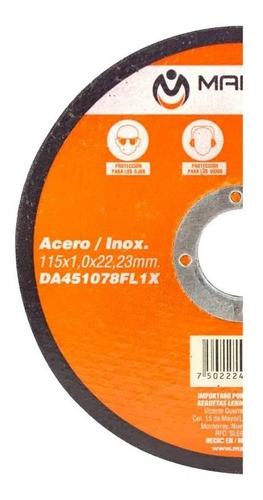 Disco Corte Acero 4 1/2 Pulgadas Maraga Power 100 Pzs