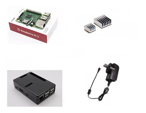 Kit Raspberry Pi 3 Element14 + Fue 2.5a + Gabinete Negro Dis