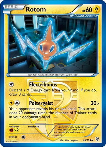 Cartas Pokemon Rotom 49/135 Reverse Plasma Storm Pls (Usado)