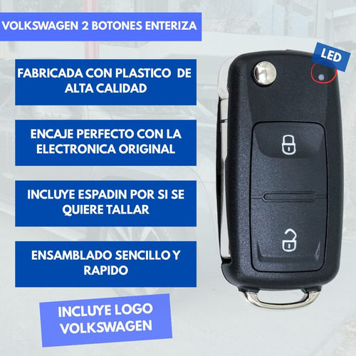 Carcasa Llave Navaja Vw Amarok Polo Golf Suran Fox 2 Botones