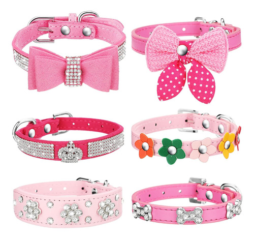 6 Collares De Cachorro Para Hembra Collar De Perro Rosa Con