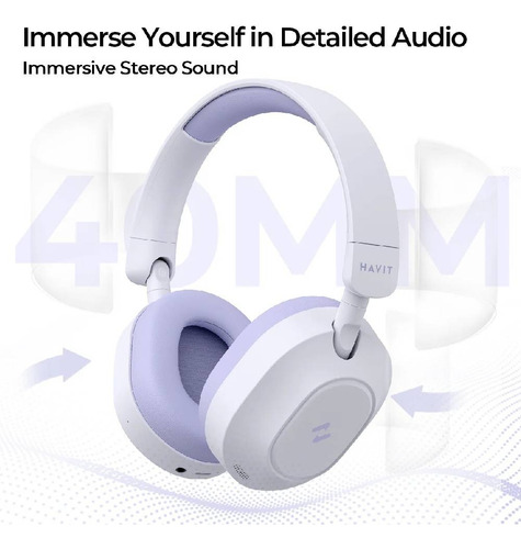 Auriculares Inalámbricos Havit H668bt Anc Bluetooth Gamer Violeta