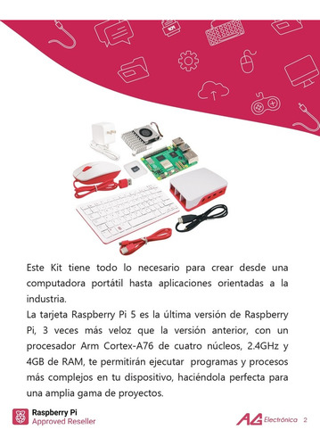 Kit Con Tarjeta Raspberry Pi 5 - 4gb (gabinete Rojo/blanco)