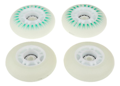 4 Piezas Led Lights Ruedas De Patinaje En Línea 76mm Verde