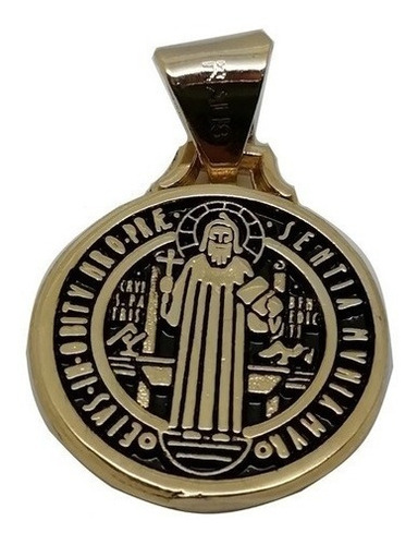 Medalla De San Benito En Chapa De Oro Tamaño Mini
