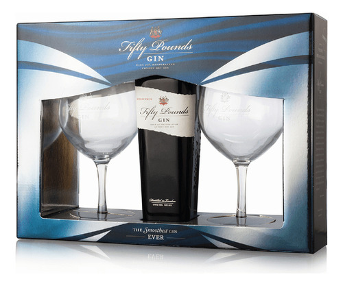 Gin Pack Fifty Pounds Aniversaro Gin + 2 Copas C/ Estuche