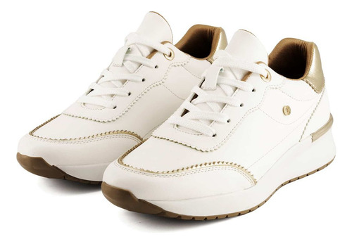 Tenis Formal Ve3689387 Sintetico Blanco Mujer Logo Boton