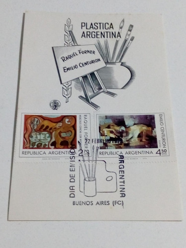 Tarjeta Filatelia Día De Emisión 22/2/75 Plástica Argentina