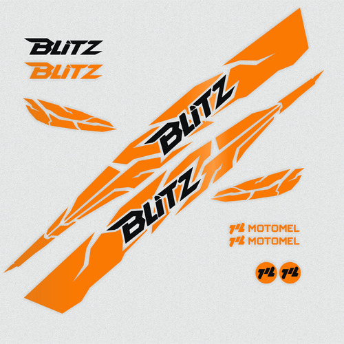 Calcos Motomel Blitz 110 V8 Kit 1 Naranja Fluo Y Negro