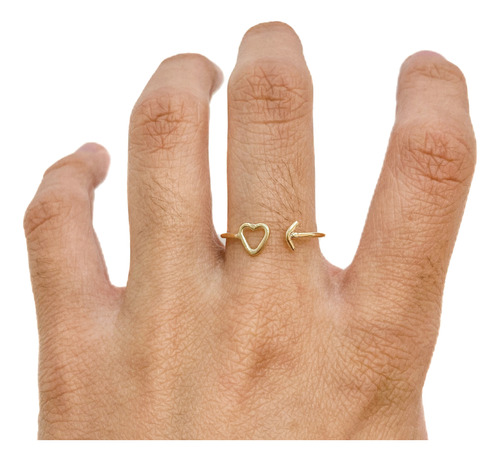 Anillo Cupido Corazón Flecha Oro 18k Amor