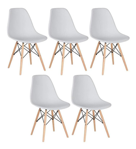 5 Cadeiras Charles Eames Wood Dsw Eiffel Várias Cores Cor Da Estrutura Da Cadeira Cinza-claro