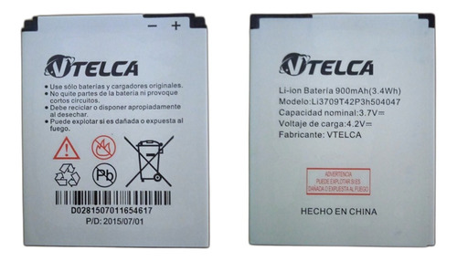 Bateria Pila Original Vtelca L13709t4 3.7 V 900 Mha