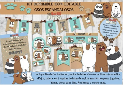 Kit Imprimible Candy Osos Escandalosos 100% Editable