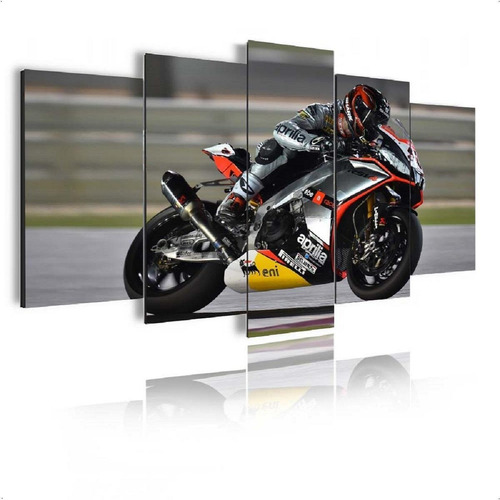 Kit Quadro Decorativo Grande Para Sala Moderno Moto Veloz Cor Cinza-escuro