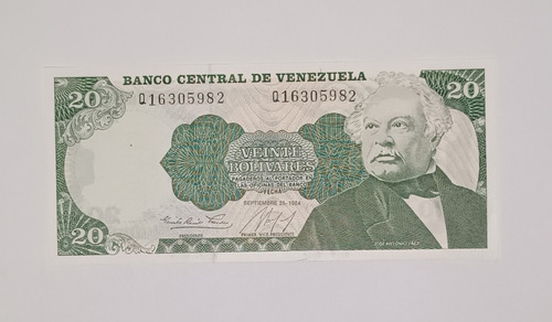 Billete De Venezuela 20 Bs Sept 25 1984 - Sin Circular - Q8