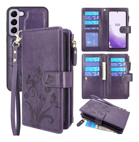 Funda Para Samsung Galaxy S23 5g 2023 Floral Purpura Oscuro