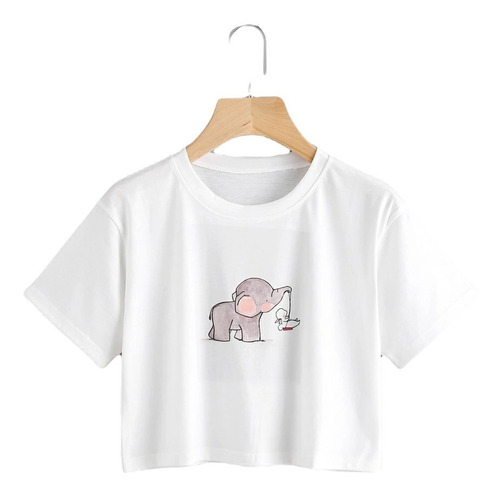 Crop Top Blanco Elefante Shein