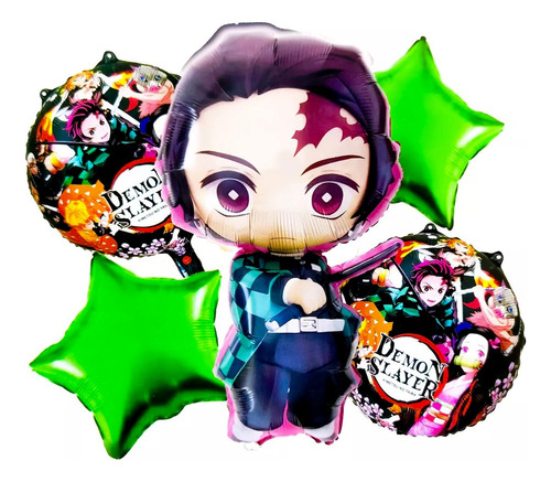 Bouquet Kit Globos Tanjiro Kamado Demon Slayer Rosado