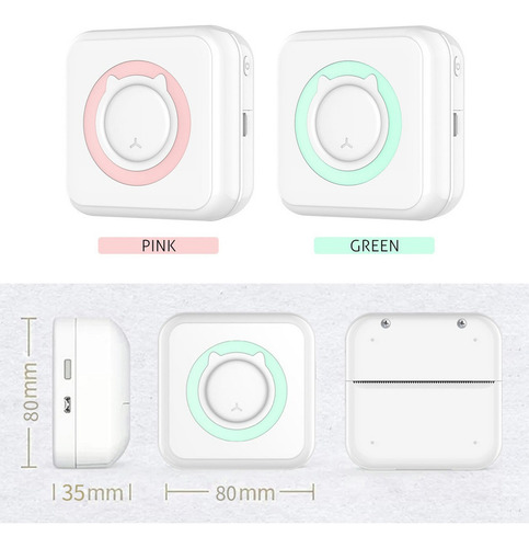 ` Mini Impresora Térmica Portátil Bluetooth+11 Rollos De .