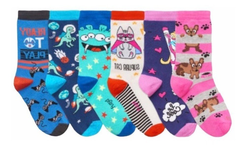 Imagen 2 de 8 de Pack X6 Floyd Medias Niños Algodon Estampados A. 59 T 1 Y 2