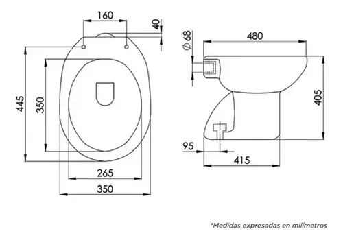 Inodoro Corto Pringles Onix Con Deposito Colgar Extrachato