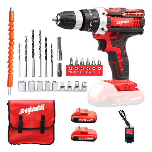 Taladro Inalámbrico 21 V Con 2 Baterías Cargador Y Bits
