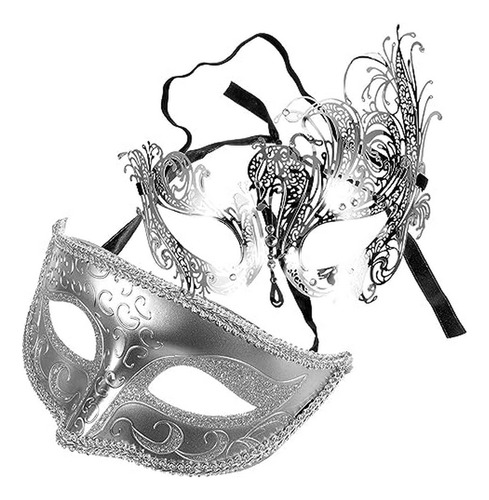 Máscaras Metal Fiesta Pareja Halloween 2pcs Didiseao