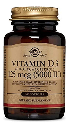 Vitamina D3 (colecalciferol) 125 Mcg (5000 Ui), 100 Cápsulas