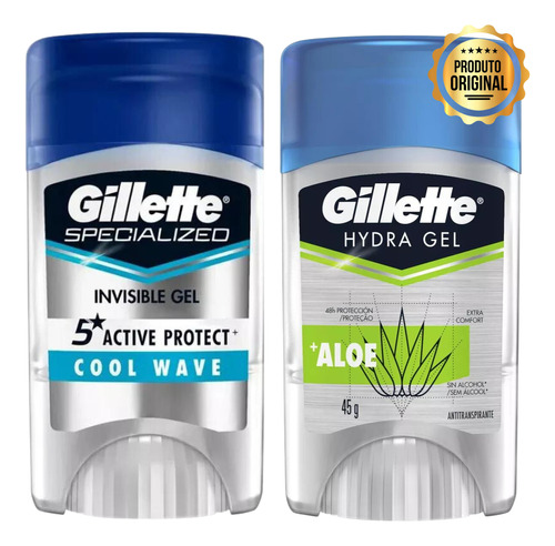 Kit Com 2 Desodorante Gillette Gel Antitranspirante 45g Cada