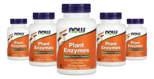 Enzimas Digestivas Now Foods Plant Enzymes 120 Veg Caps 5un Sabor Without Flavor