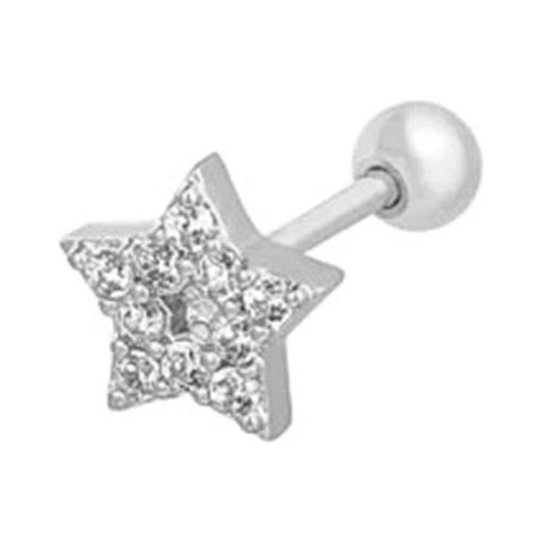 Piercing Estrela Com Zircônias Helix E Tragus - Prata 925