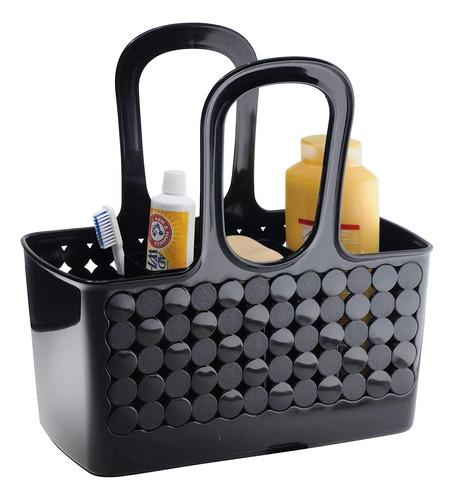 Interdesign Orbz Divided Bath Shower Tote, Small, Black