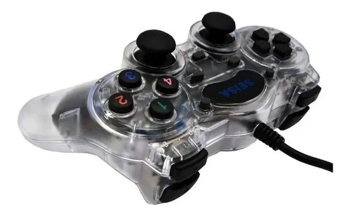 Joystick Pc Usb Doble Vibracion, Analogico Y Digital Transpa