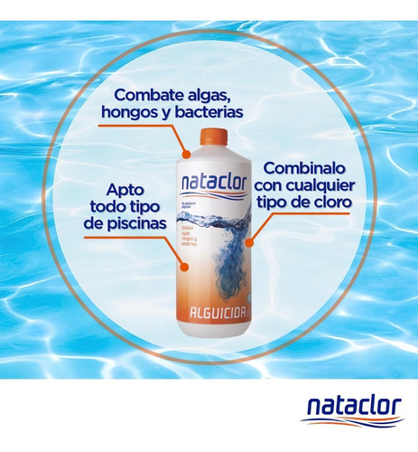 Imagen 3 de 10 de Alguicida Liquido 1 Litro Nataclor Para Pileta Piscina Lona