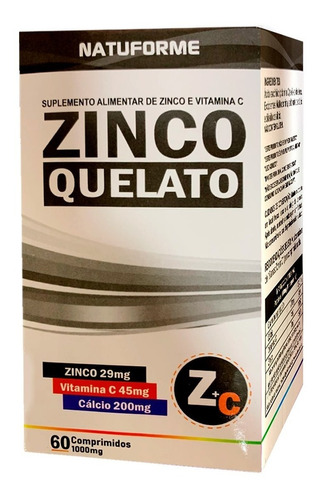 Zinco Quelato Puro 60 Caps 1000mg - Retarda O Envelhecimento