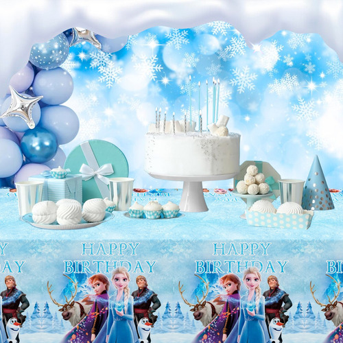3pcs Frozen Mantel Para Fiesta De Cumpleaños Copo De Nieve