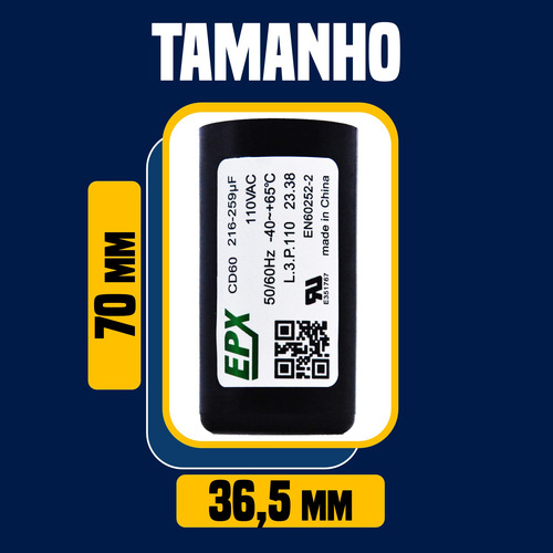 Capacitor De Partida Eletrolitico 216-259uf 110v Motor Elet