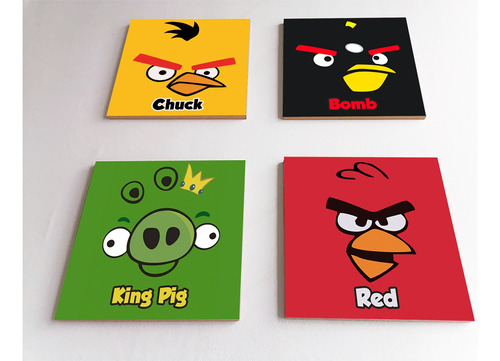 Cuadros Decorativos Mdf Angry Birds ( Set De 4 Pz )   