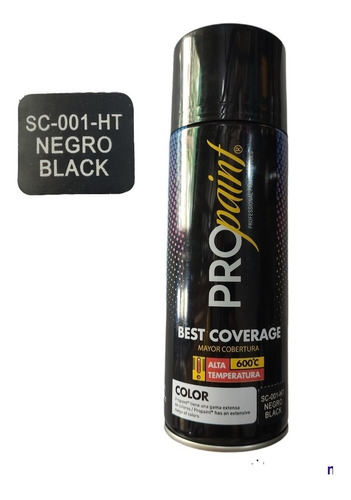 Pintura En Spray Alta Temperatura Negro Mate 400 Ml Propaint