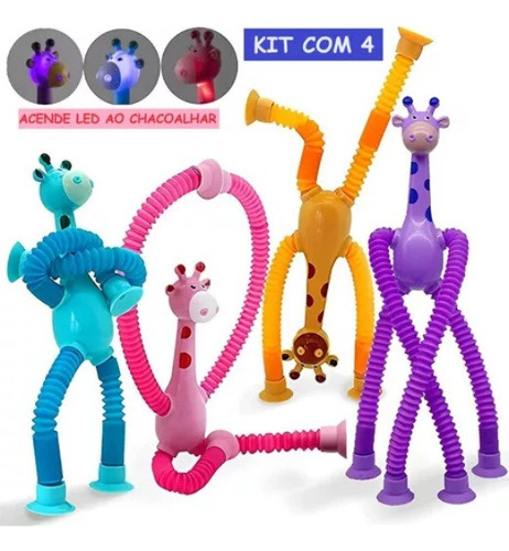 Kit 4 Jirafas Pop It Juguetes Fidget De Tubo Elástico