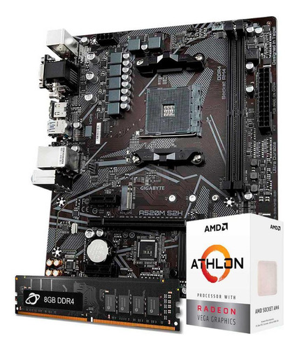 Kit Upgrade Amd Athlon(tm) 3000g + Gigabyte A520m S2h + 8gb