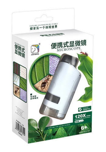 Microscopio Portátil Zoom Enfoque 60-100x Y Luz Led Color Blanco