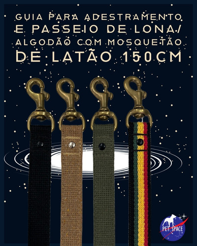 Guia Para Adestramento Passeio Lona Com 150cm Latão Petspace