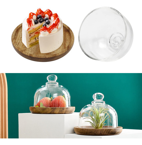 Juego 2 Cúpulas De Vidrio Con Base De Madera 8.6 Cm Cloc