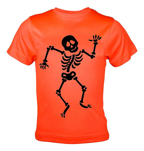 Polera Deportiva Poliéster Niños Diseño Halloween Esqueleto