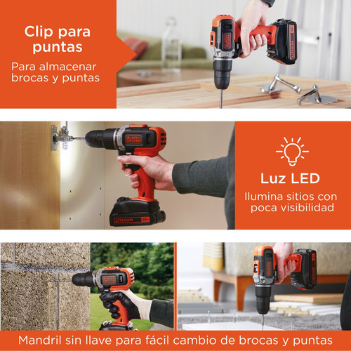 Imagen 4 de 10 de Rotomartillo 3/8'' 20v Max Black+decker Bcd704c1-b3