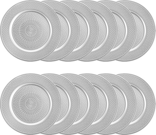 Deayou Paquete De 12 Platos Cargadores Plateados, Platos Con