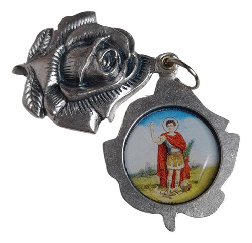 1 Rosa Santo San Expedito Medalla Dije 35mm Souvenir